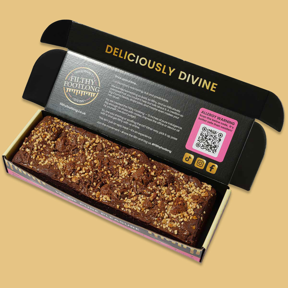 Filthy Footlong Ferrero brownie in a Valentine’s sleeve